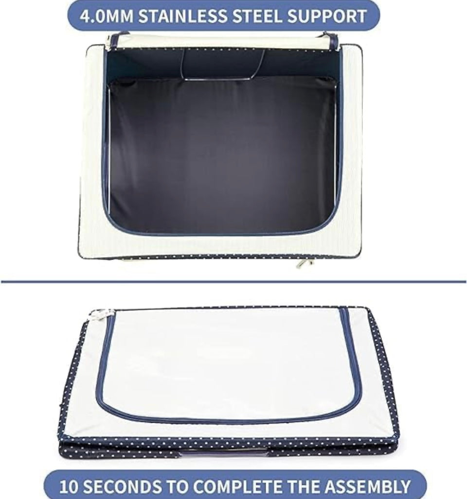 66 Liter Storage Organizer- Dark Blue Polkadot