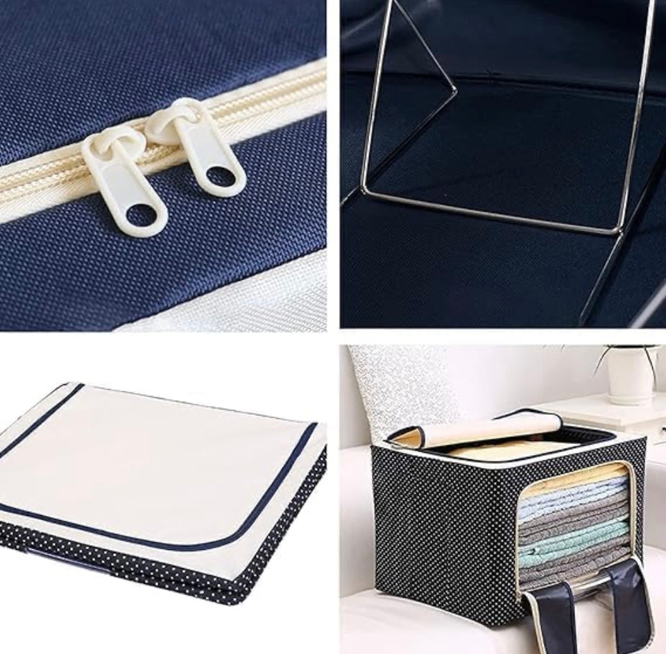 66 Liter Storage Organizer- Dark Blue Polkadot