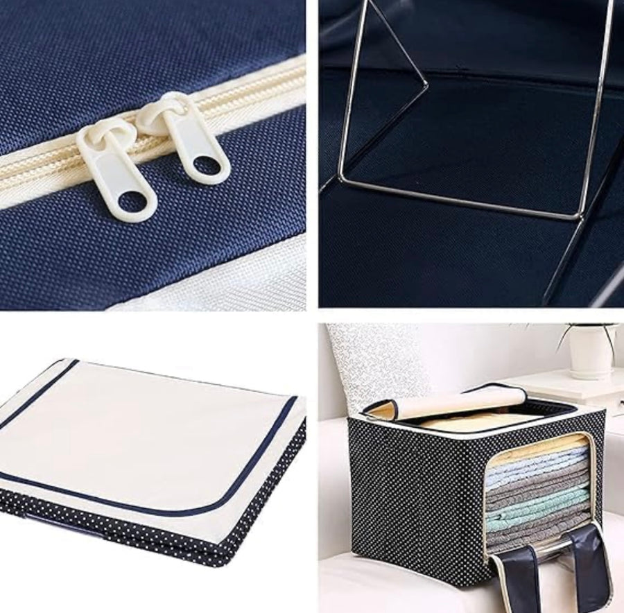 66 Liter Storage Organizer- Dark Blue Polkadot