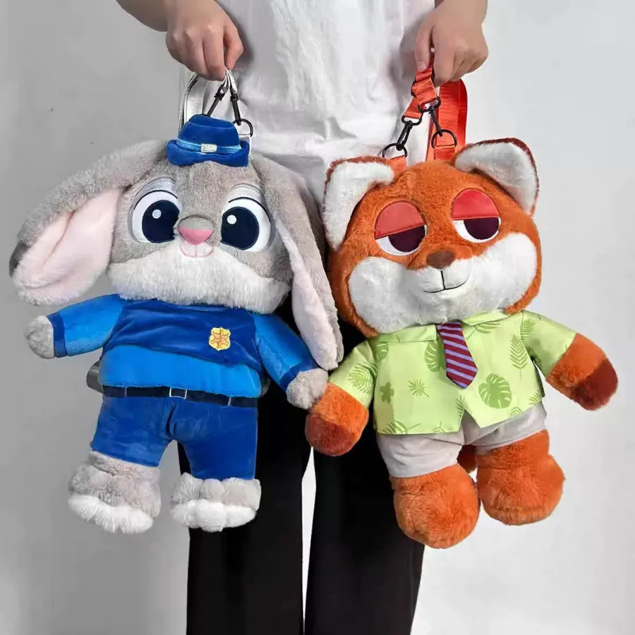 Disney Cartoon Zootopia Judy Hopps Nick Wide Kawaii Doll Backpack🎒