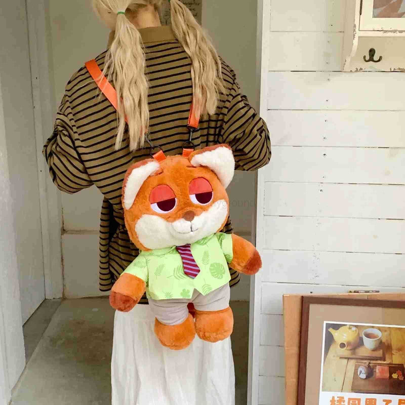 Disney Cartoon Zootopia Judy Hopps Nick Wide Kawaii Doll Backpack🎒
