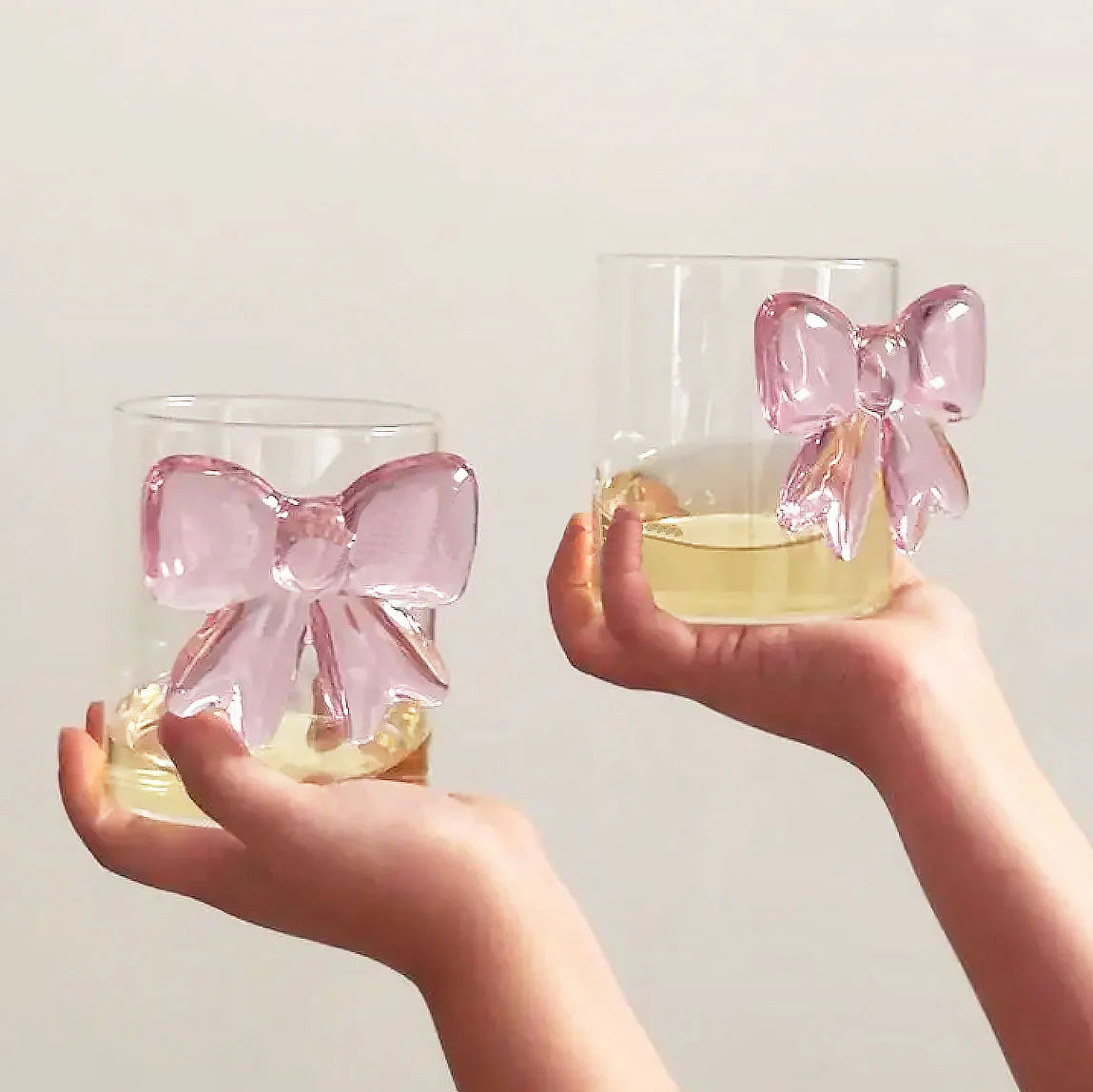 💖 Pink Bow Glass Cup – Aesthetic Designer Glass for Home & Gifting