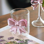 💖 Pink Bow Glass Cup – Aesthetic Designer Glass for Home & Gifting