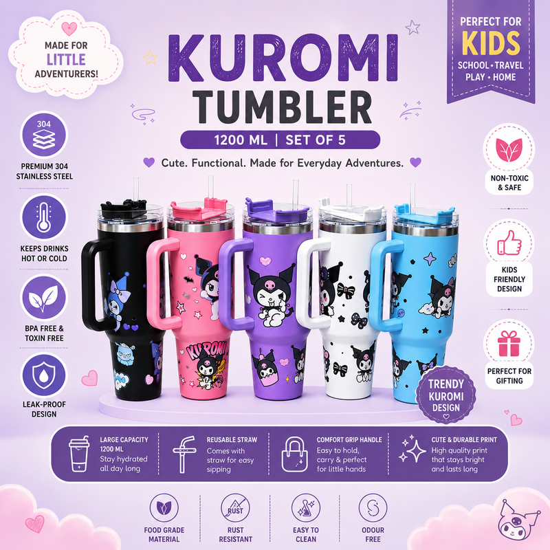 Kuromi Themed 1200 ML Tumbler