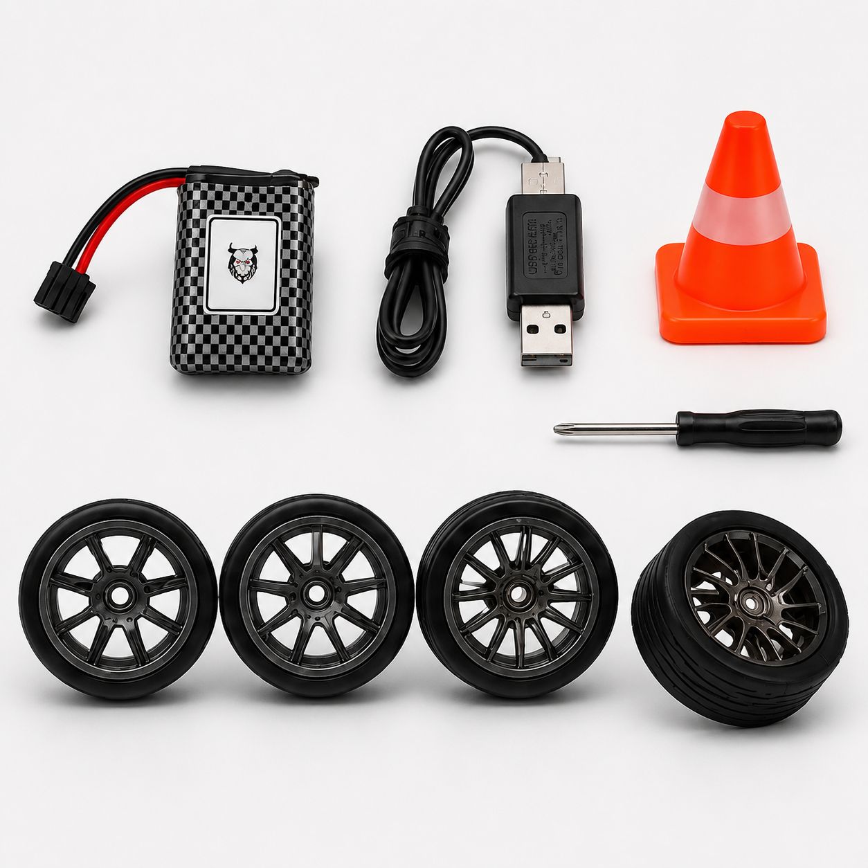 Yellow Sports RC Racing Car 1:10 Scale – Rechargeable Remote Control Drift Car with LED Lights & Extra Tyres