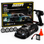 R34 Skyline Style 1:16 RC Drift Car with Gyro, LED Lights, 4WD, Extra Drift Wheels & 2.4GHz Remote