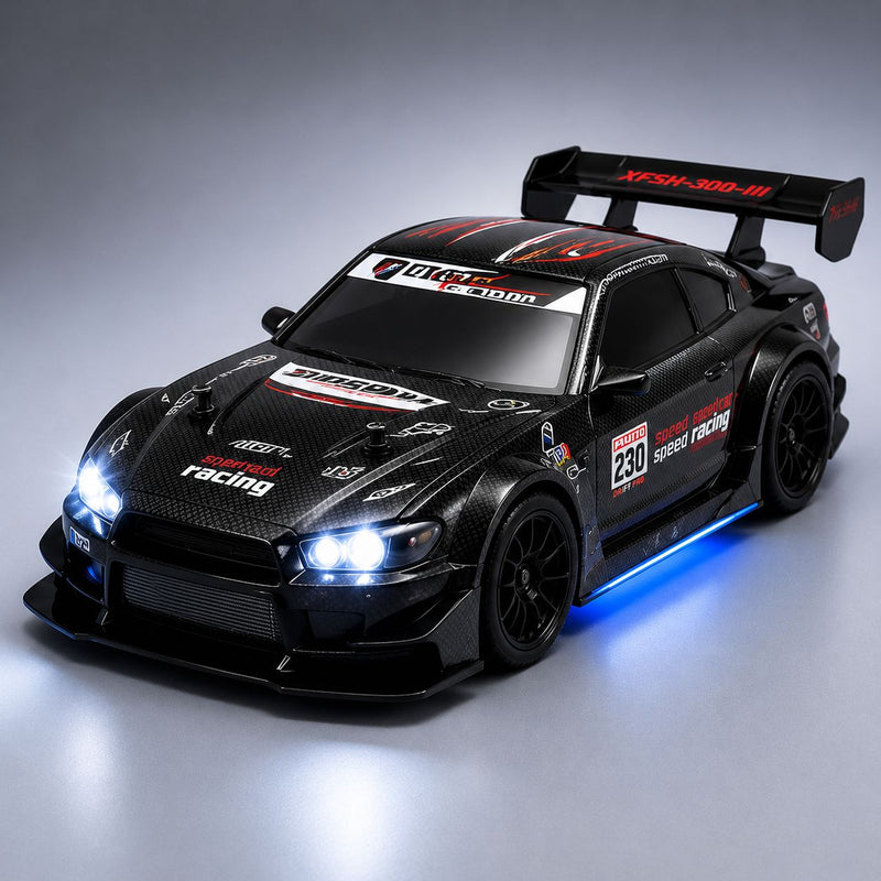 R34 Skyline Style 1:16 RC Drift Car with Gyro, LED Lights, 4WD, Extra Drift Wheels & 2.4GHz Remote