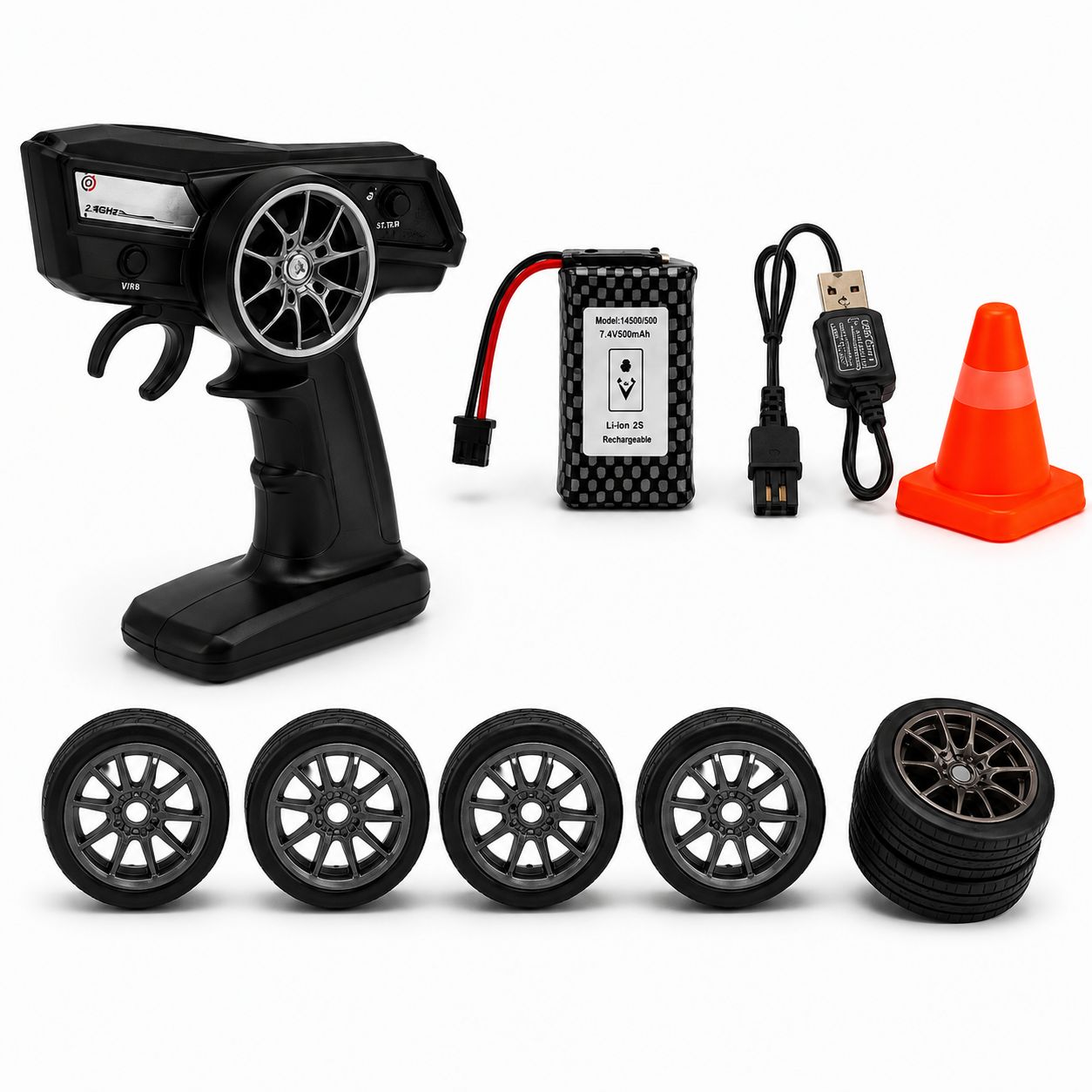 R35 GT-R Style 1:16 RC Speed Drift Car with 2.4GHz Remote, LED Lights, 7.4V Battery & Extra Drift Wheels