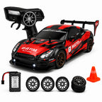 R35 GT-R Style 1:16 RC Speed Drift Car with 2.4GHz Remote, LED Lights, 7.4V Battery & Extra Drift Wheels