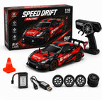 R35 GT-R Style 1:16 RC Speed Drift Car with 2.4GHz Remote, LED Lights, 7.4V Battery & Extra Drift Wheels