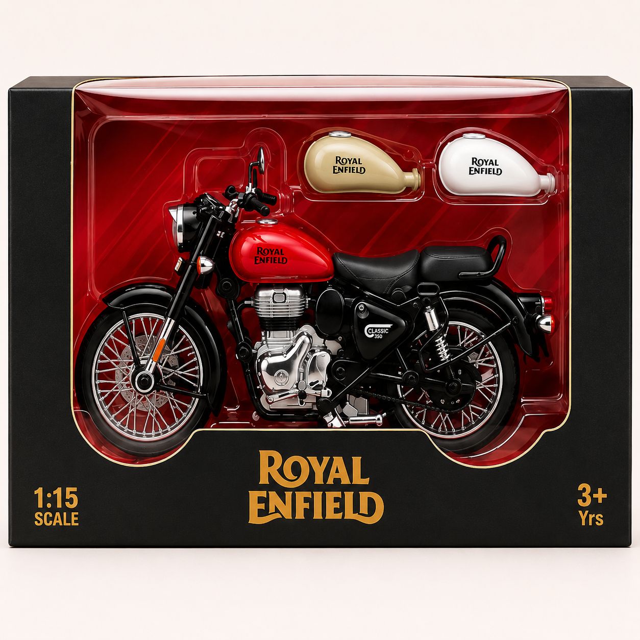 Royal Enfield Classic 350 1:15 Scale Die-Cast Bike Toy with Pull-Back Action & Extra Fuel Tanks