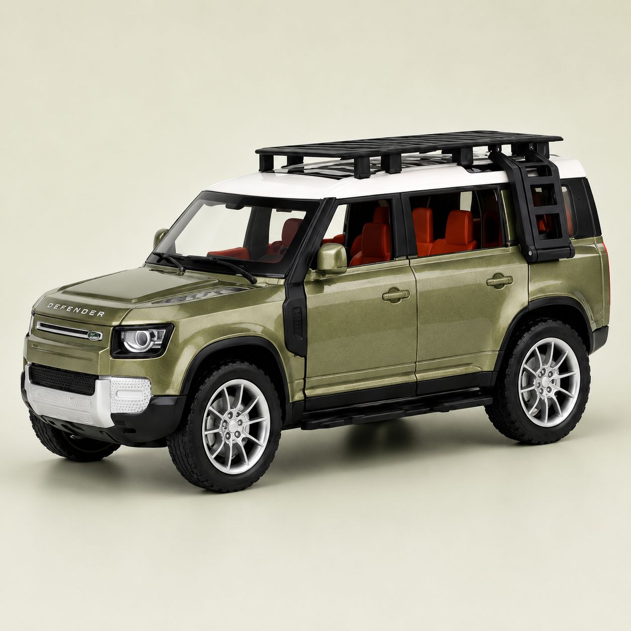 Defender Style 1:22 Die-Cast RC SUV Model with Lights, Openable Doors & Roof Rack