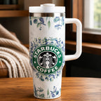 Starbucks Coffee Theme 40oz Insulated Tumbler with Handle, Lid & Stainless Steel Body