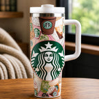 Starbucks Coffee Theme 40oz Insulated Tumbler with Handle, Lid & Stainless Steel Body