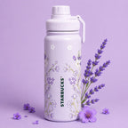 Starbucks Style Floral Stainless Steel Water Bottle for Women, School, Office & Travel