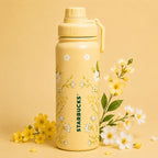 Starbucks Style Floral Stainless Steel Water Bottle for Women, School, Office & Travel