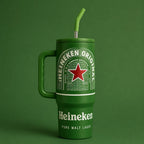600ML Beer Can Style Tumbler with Handle & Straw – Premium Travel Mug for Cold Drinks