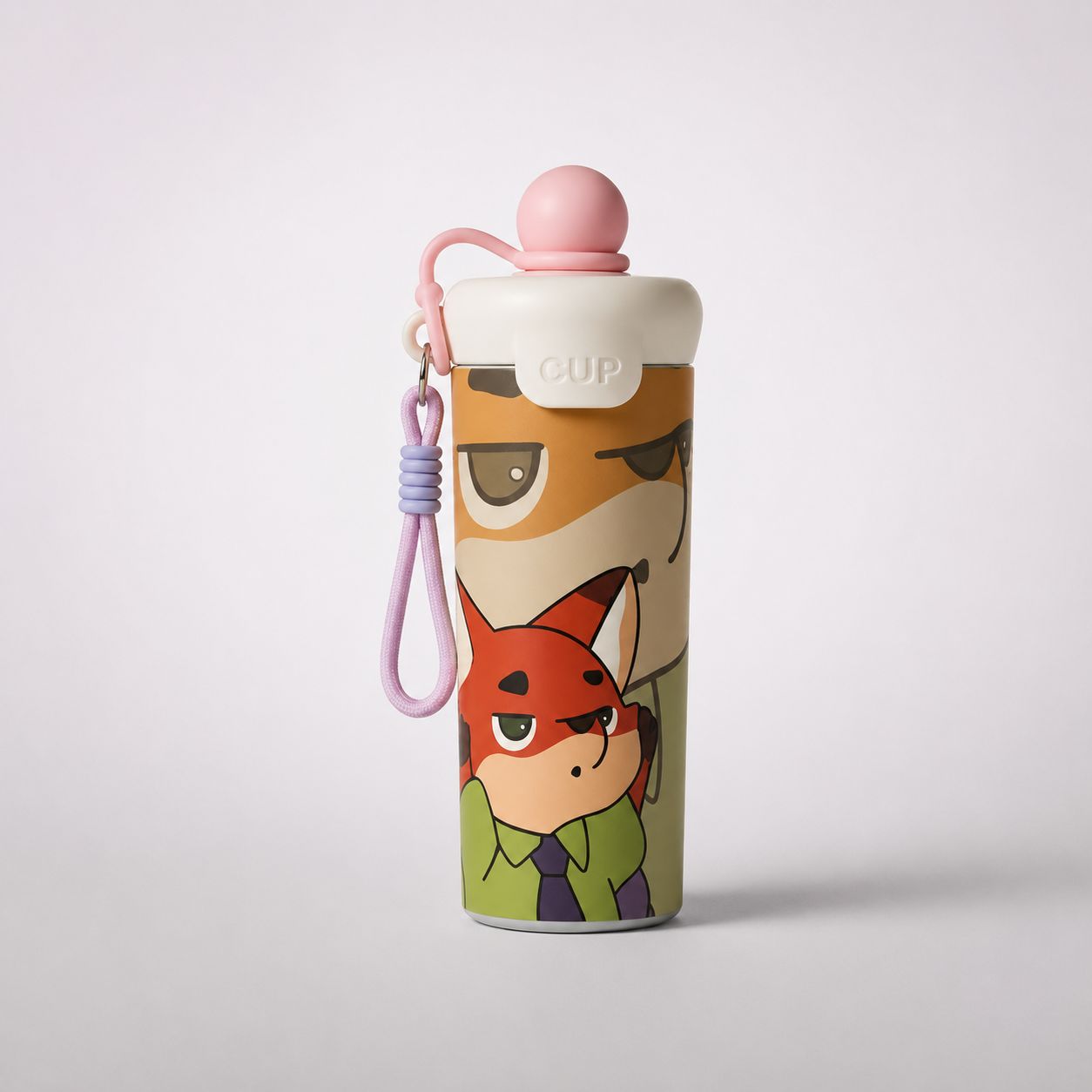 Cute Cartoon Kids Straw Water Bottle with Wrist Strap – Portable School Sipper Bottle