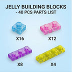 Jelly Building Blocks 40 Pcs Soft Transparent Blocks for Kids