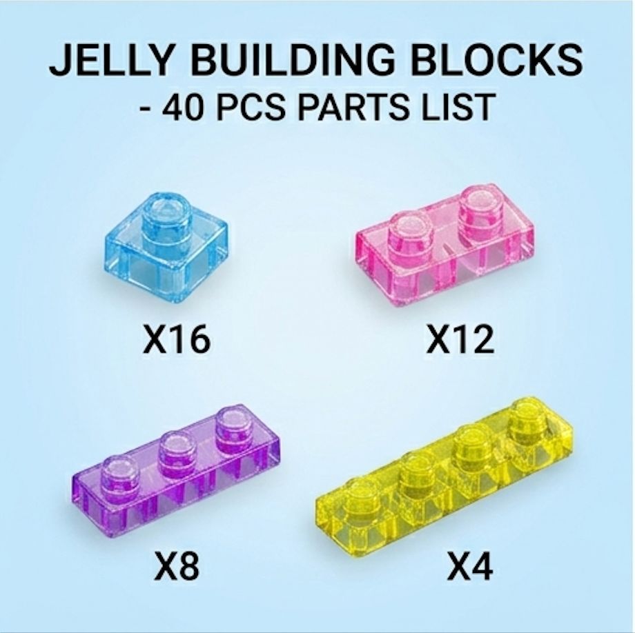 Jelly Building Blocks 40 Pcs Soft Transparent Blocks for Kids