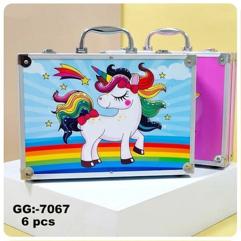 Kids Unicorn Printed Metal Storage Briefcase with Lock