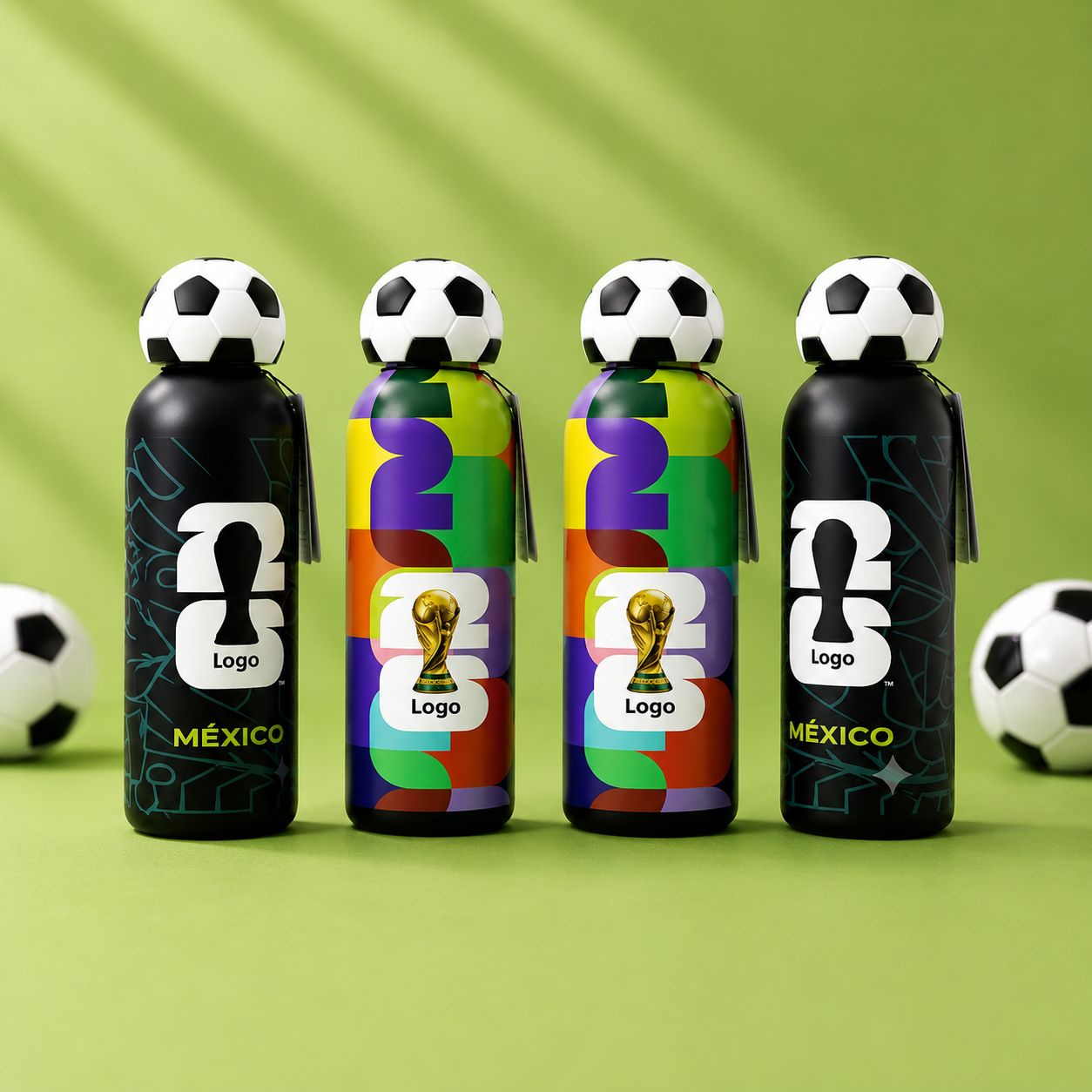 Football Theme Kids Water Bottle with 3D Soccer Ball Cap