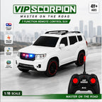 VIP Scorpion 1:18 Scale 7 Function Remote Control SUV with Police Light, Siren, Music & Spray Function