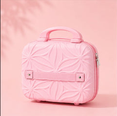 Floral Pattern Hard Shell Vanity Case with Carry Handle