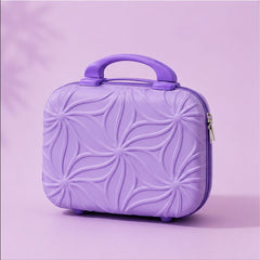 Floral Pattern Hard Shell Vanity Case with Carry Handle