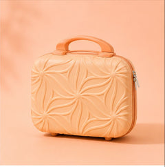 Floral Pattern Hard Shell Vanity Case with Carry Handle