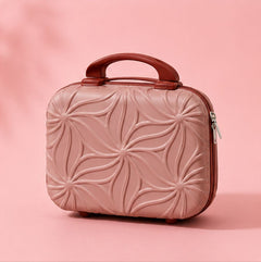 Floral Pattern Hard Shell Vanity Case with Carry Handle