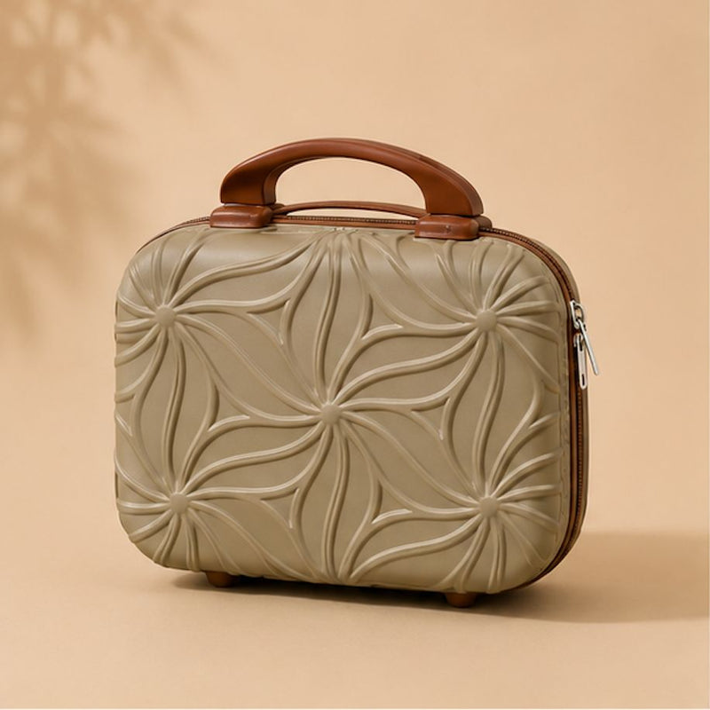 Floral Pattern Hard Shell Vanity Case with Carry Handle