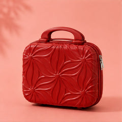 Floral Pattern Hard Shell Vanity Case with Carry Handle