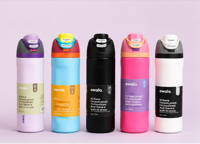 Owala Style Push Button Insulated Water Bottle with Built-in Straw