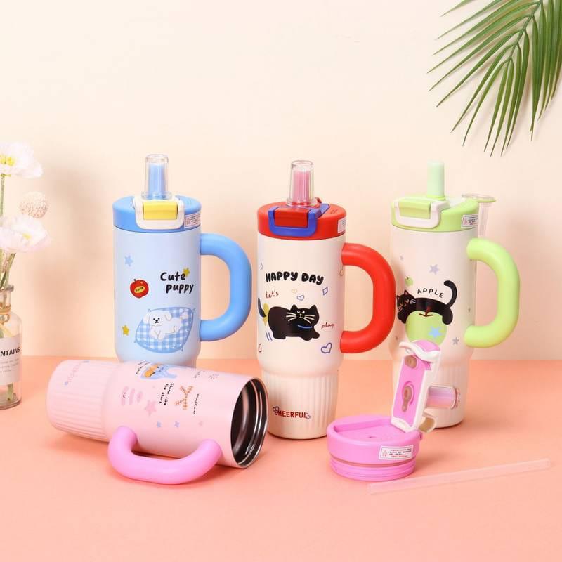 Premium Kids Insulated Stainless Steel Tumbler with Handle & Straw