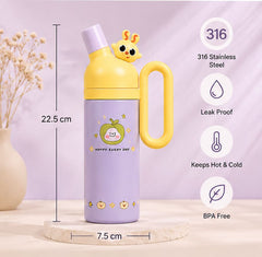 Cute Cartoon Kids Water Bottle with Handle – Leak-Proof School Water Bottle for Boys & Girls