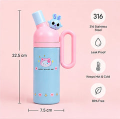 Cute Cartoon Kids Water Bottle with Handle – Leak-Proof School Water Bottle for Boys & Girls