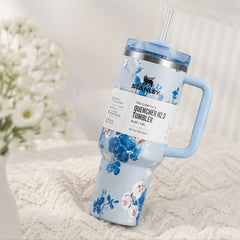 40oz Floral Insulated Quencher Tumbler with Handle & Straw