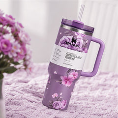 40oz Floral Insulated Quencher Tumbler with Handle & Straw