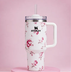 40oz Floral Insulated Quencher Tumbler with Handle & Straw