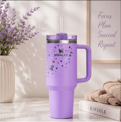 40oz Floral Insulated Quencher Tumbler with Handle & Straw