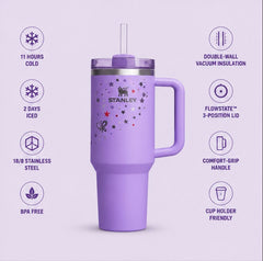 40oz Floral Insulated Quencher Tumbler with Handle & Straw