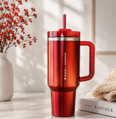 40oz Floral Insulated Quencher Tumbler with Handle & Straw
