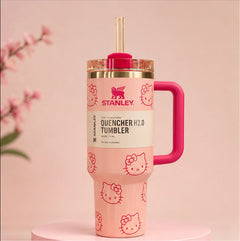 40oz Floral Insulated Quencher Tumbler with Handle & Straw