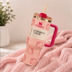 40oz Floral Insulated Quencher Tumbler with Handle & Straw
