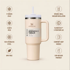 40oz Floral Insulated Quencher Tumbler with Handle & Straw