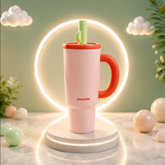 Pastel Handle Straw Tumbler with Lid & Reusable Straw