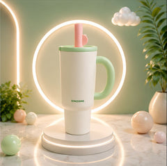 Pastel Handle Straw Tumbler with Lid & Reusable Straw