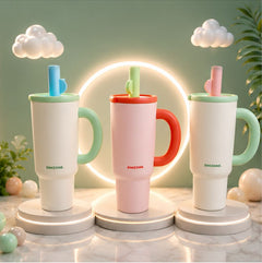 Pastel Handle Straw Tumbler with Lid & Reusable Straw