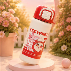 Cream White & Red Cartoon Kids Water Bottle